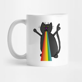 Animals with Rainbow Puke Black Cat Mug